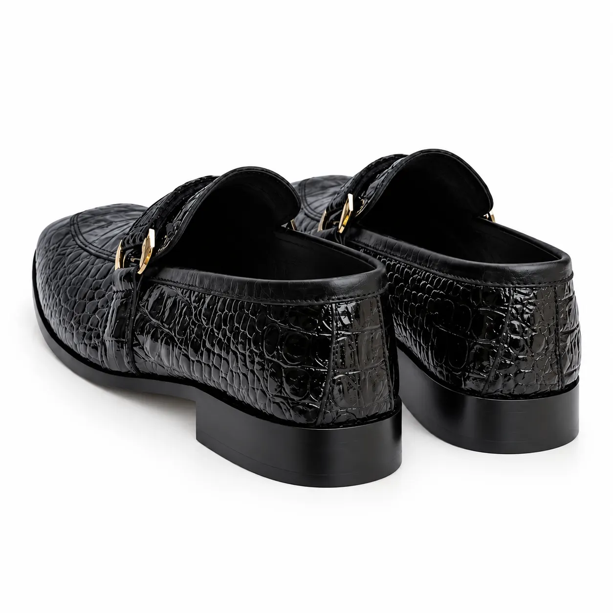 Men's Black Croc-Embossed Loafers — alternate view